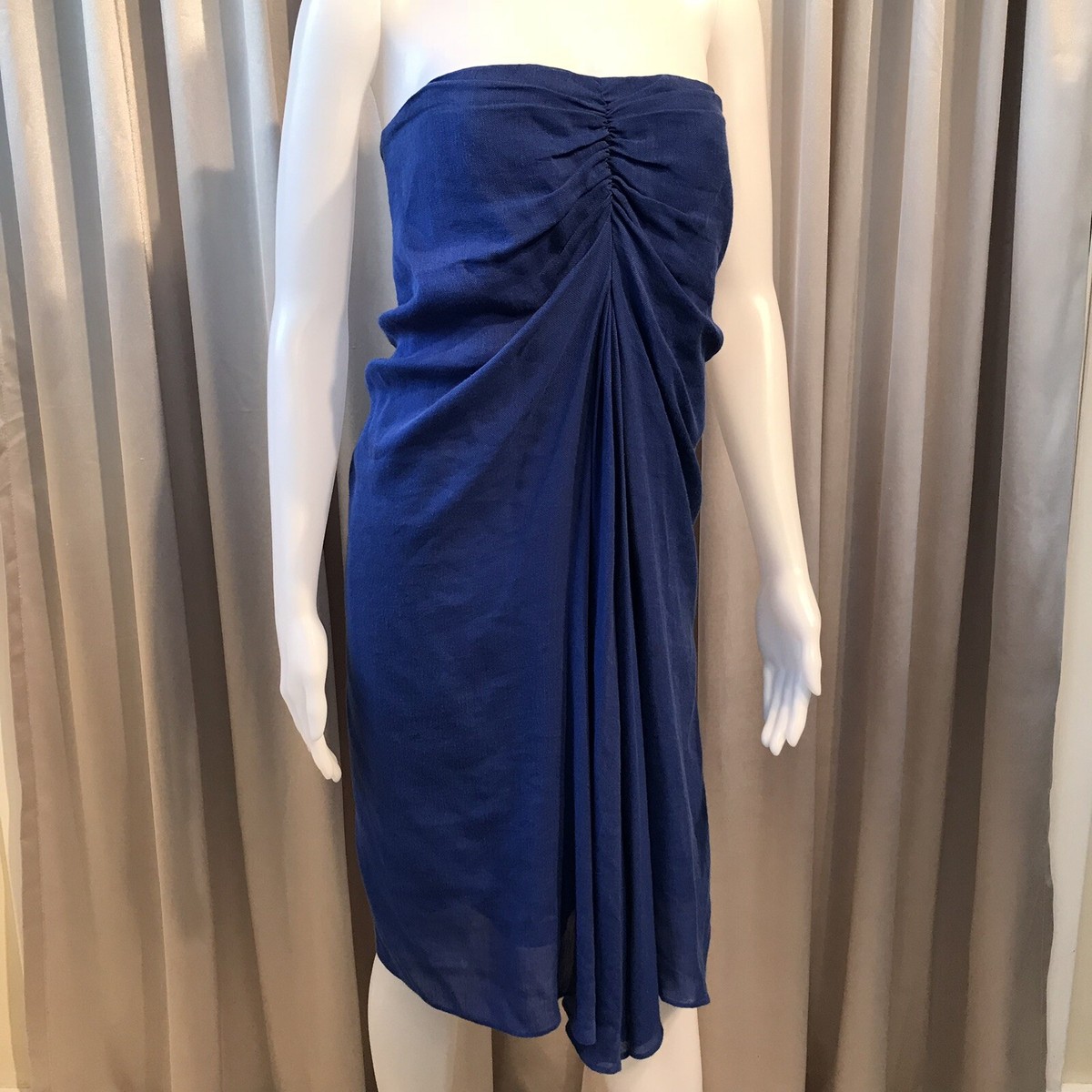 chinese dress ladies Judith March Strapless Linen Dress in Royal Blue with Sailboat – Country  Club Prep main image 1