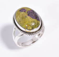 Natural Atlantisite Gemstone 925 Sterling Silver Handmade Statement Ring Jewelry