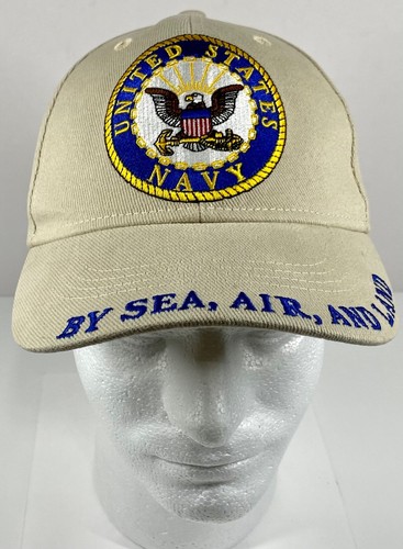 Beige Embroidered Eagle Emblems, Inc USN United States Navy Adjustable Hat