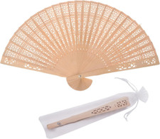 Wooden Hand Fan Handheld Folding Fans with Organza Bags Wedding Favors...