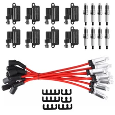 For Chevy GMC 4.8L 5.3L 6.0L 8.1L 8 Pack Square Ignition Coil & Spark Plug Wire 