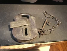 Old Antique vintage Thompson Padlock vault lock with Key Lock Works