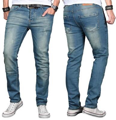 Alessandro Salvarini Designer Herren Jeans Hose Basic Stretch Regular Slim O043