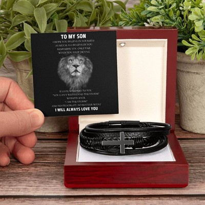 To My Son Gift For Son , Cross Bracelet from Mom, Dad, Son Birthday ,Xmas Gift