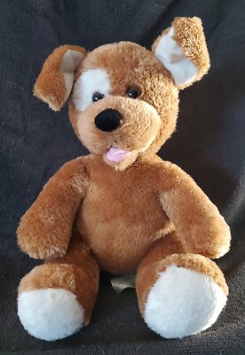 RETIRED Vintage Build A Bear Puppy Dog Brown/Tan Stuffed Plush Tab 12'' BAB