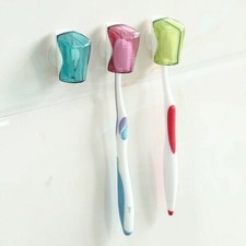 3Pcs Home Bathroom Kitchen Toothbrush Suction Holder Rack Cover Wall Mount Shelf