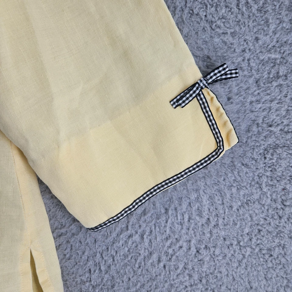 Camisa Silkland para mujer talla XL 100 % lino con botones a cuadros amarilla - XL Foto 4 de 4