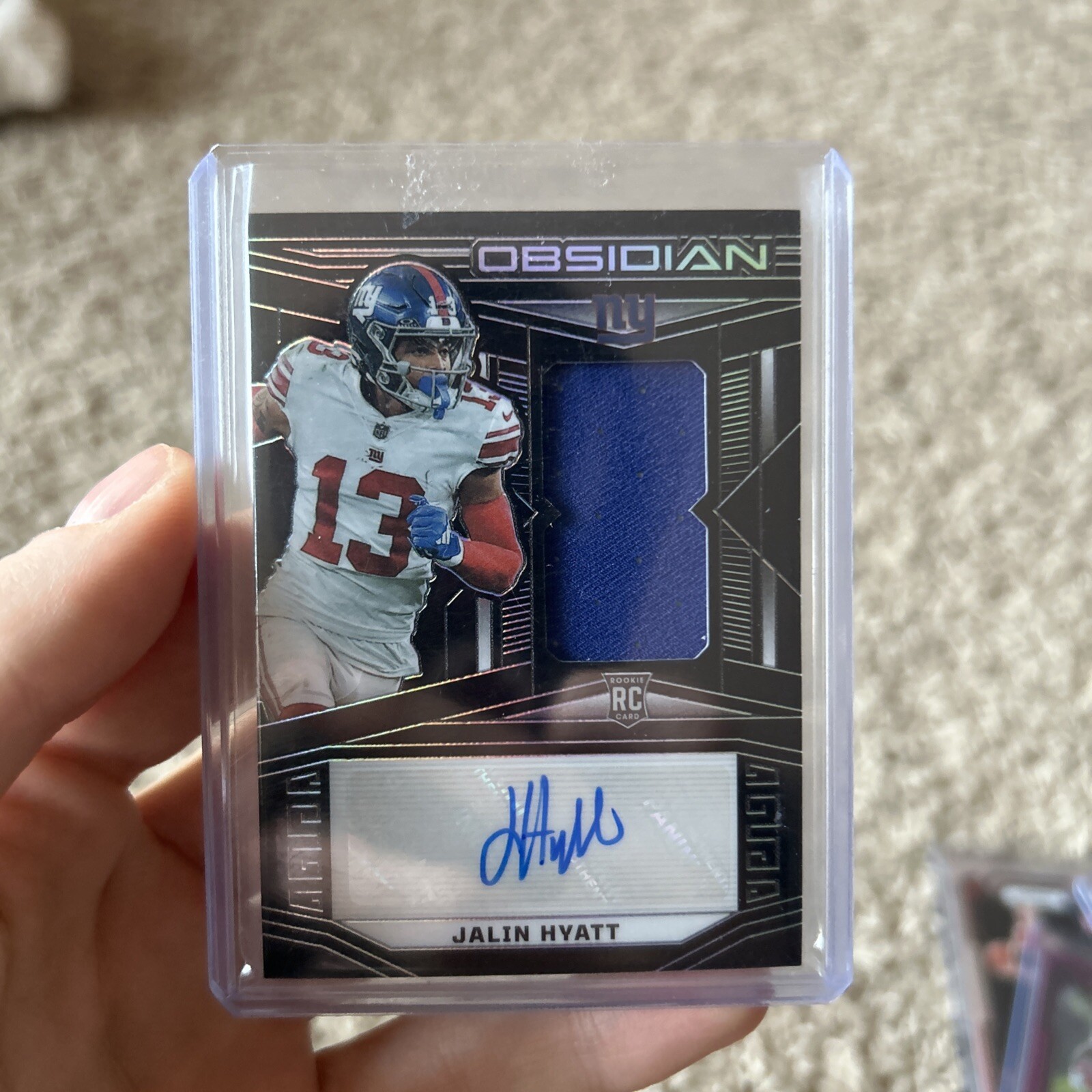 2023 Obsidian Football #206 Jalin Hyatt Rookie RPA auto patch /199