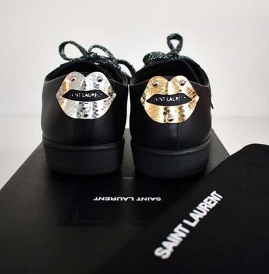 SAINT LAURENT SL/01 DUAL LIPS Black Leather LOW-TOP Sneakers EUR-40 US-10 |  eBay