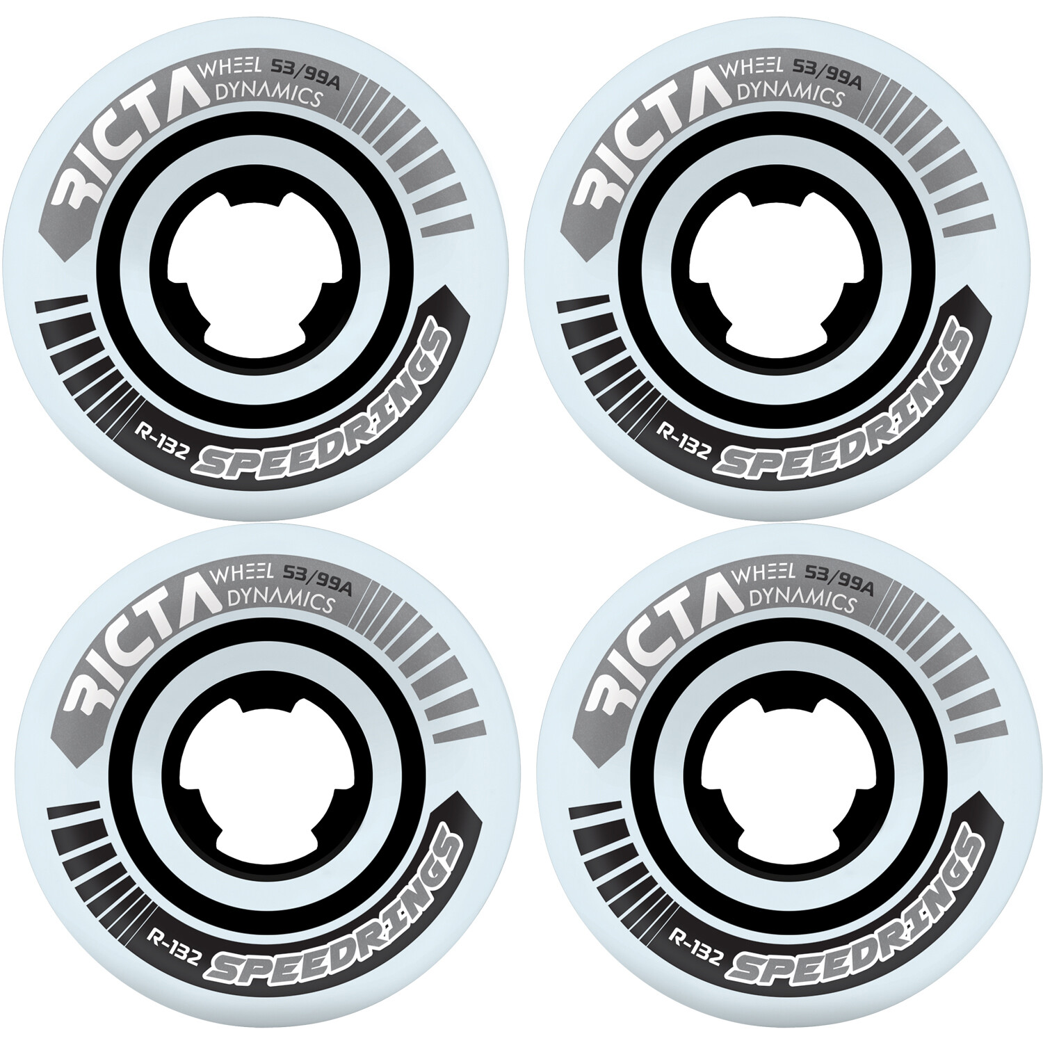 Ricta Skateboard Wheels 53mm Speedrings Wide 99A White/Grey