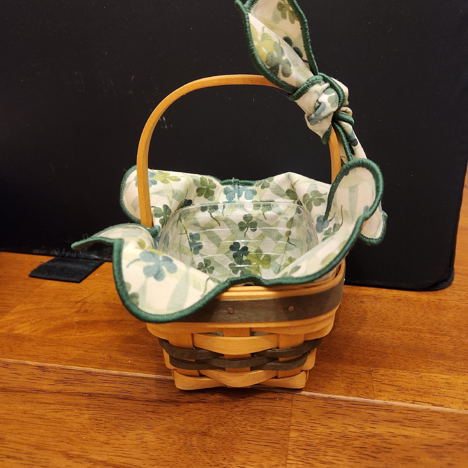 St. Patricks Day Longaberger Basket Shamrock Liner Protector Tie 1999