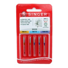 5 Pk. Genuine Singer 2022 Assorted Size Serger Overlock Sewing Machine Needles