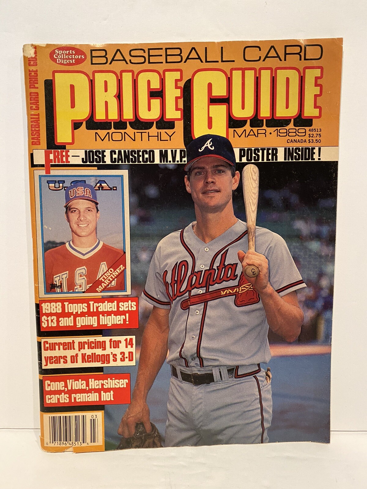 Baseball Card Price Guide Magazine Jose Canseco W/Poster March 1989 MLB  Baseball 71896485134 | eBay