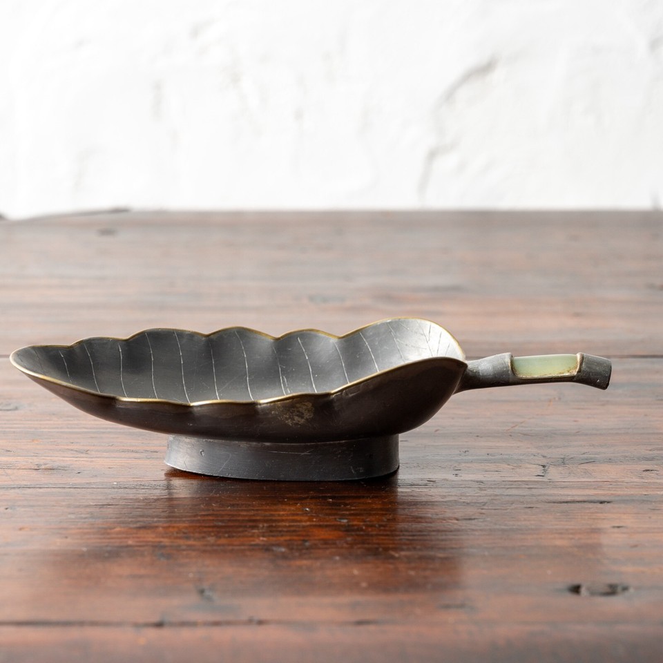 Chinese Pewter and Jade Leaf Dishes A Pair eBay