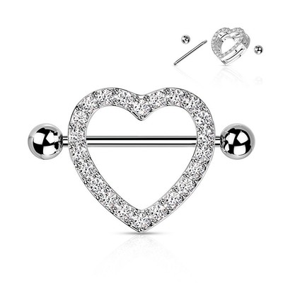 Set Piercing Capezzolo In Acciaio 316L - Barre A Scudo Con Stelle - 14g (1,6mm) - OPAL