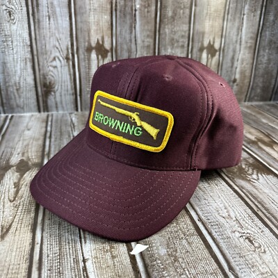 Vintage Browning Hat Cap Fitted Hunting Deer Buck Outdoors Mens Patch 3/4  - Main Image