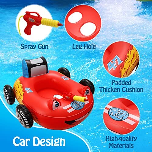 Car Pool Floats Kids with Water Gun, Kids Pool Toys for Kids Aged 38