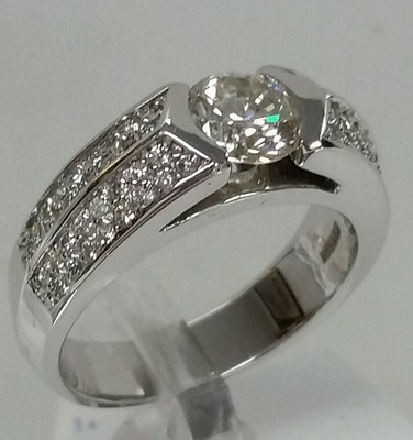14k white gold  engagement& wedding ring,1.25cttw,0.95ct cnt.0.35 European style