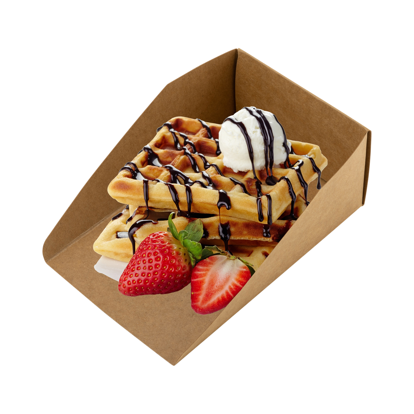 Dexlo Waffle Tray Rectangle Kraft Foldable Brown Cardboard Easy Serving 500 Pack