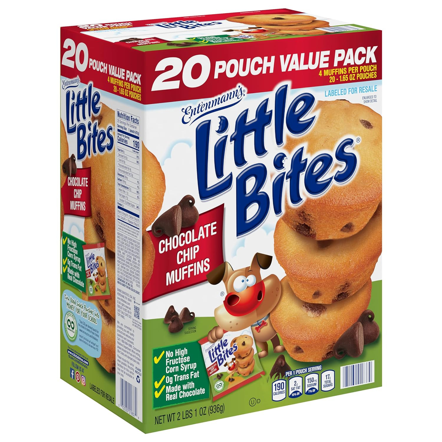 Entenmann'S Little Bites Chocolate Chip Muffins, 20 Pouch Value Pack
