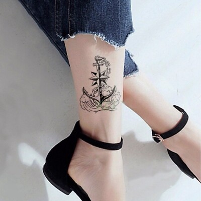 Temporäres Tattoo Anker Stern Muster Welle Anchor Wasserfest Einmal Meer