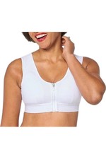 Copper Life by Tommie Copper Women's AirKnit Support Bra w/ Zipper Wht
