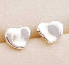 Vintage Tiffany  Co. Elsa Peretti Full Heart Stud Earrings Sterling