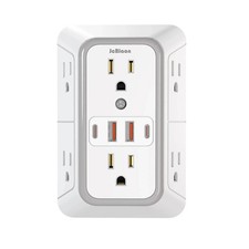 5 Outlet Extender Surge Protector Multi Plug Wall Adapter USB Charger Ports with
