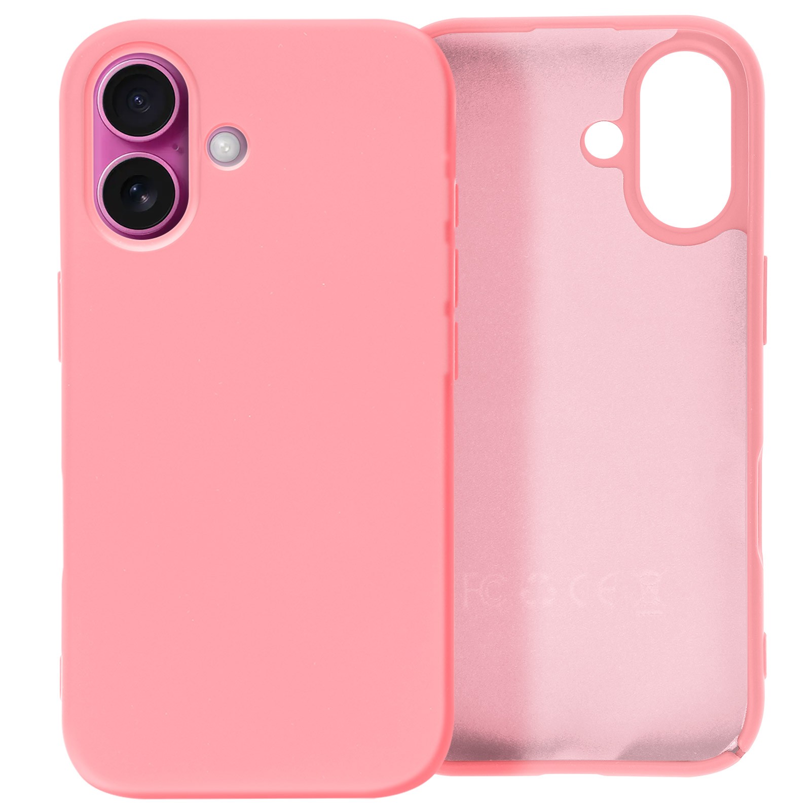 Coque iPhone 16 Plus antichoc silicone rose protection arrière téléphone portable