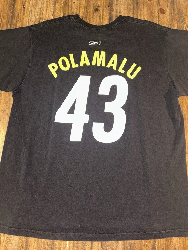 Pittsburgh Steelers Troy Polamalu 男式 XL 黑色 T 恤 — 第 3/3 张图片