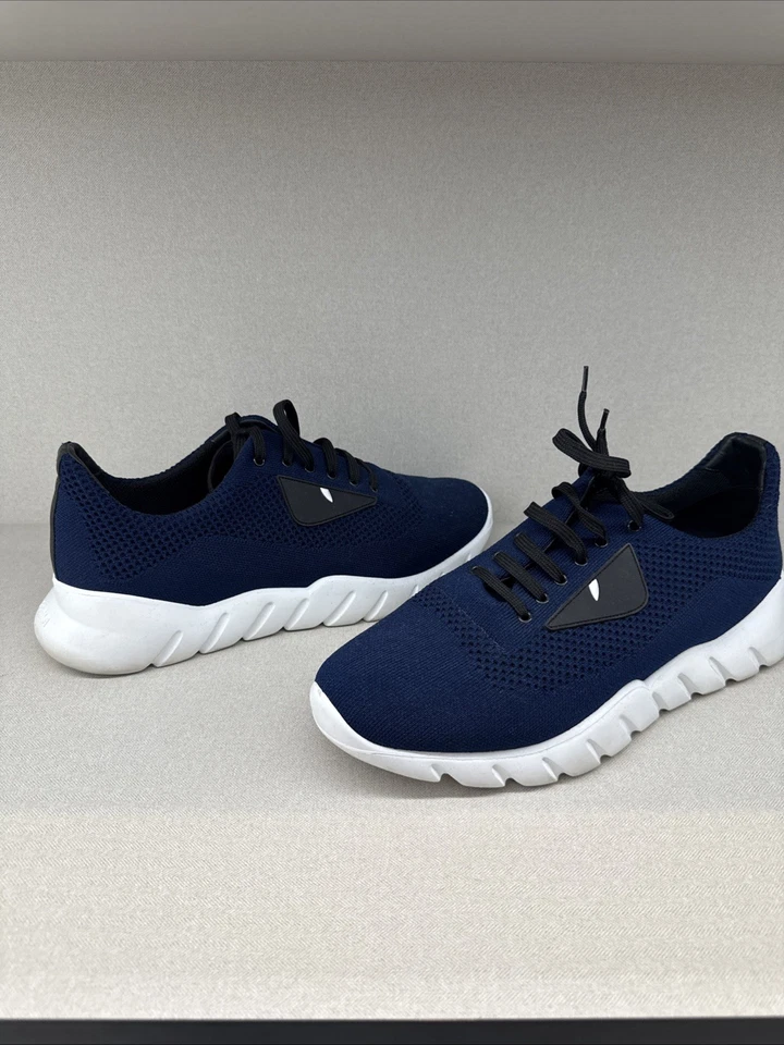 Hombres Fendi Monster Eyes Zapatillas en Malla Azul Talla: 7 US 6 UK Foto 2 de 2