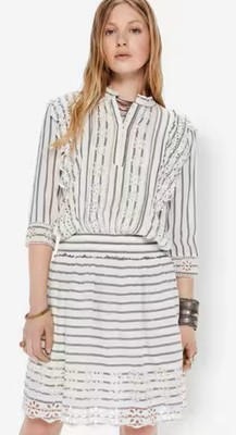 Scotch and Soda Broderie Anglaise embroidered eyelet ruffle striped mini dress