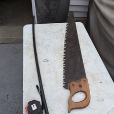 Vintage Warranted Superior Crosscut One Man Logging Saw Wood Handle 36.5
