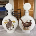 Dant Distillery Milk Glass Decanters Field Birds 1969 Vintage & Rare, Lot Of 2