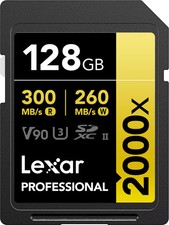Lexar - 128GB Professional 2000x SD Card, UHS-II, C10, U3, V90, Full HD, 8K, ...