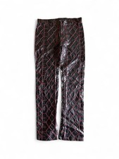 VTG 90s Rare Red Lip Service Mall Goth "Sex In The Saddle" PVC Pants - Sz 34