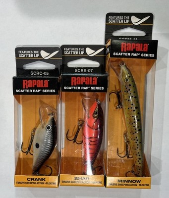 Lot Of 3 New Rapala Scatter Rap Series Fishing Lures Crank Shad Minnow Bass
