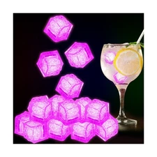 300 Pack Light Up Ice Cubes Bulk - Pink LED Ice Cubes for Drinks With Changin...