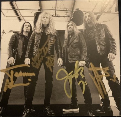 MEGADETH - SELF TITLED - WHITE BLUE ORANGE SPLATTER vinyl 2LP - SIGNED art card.