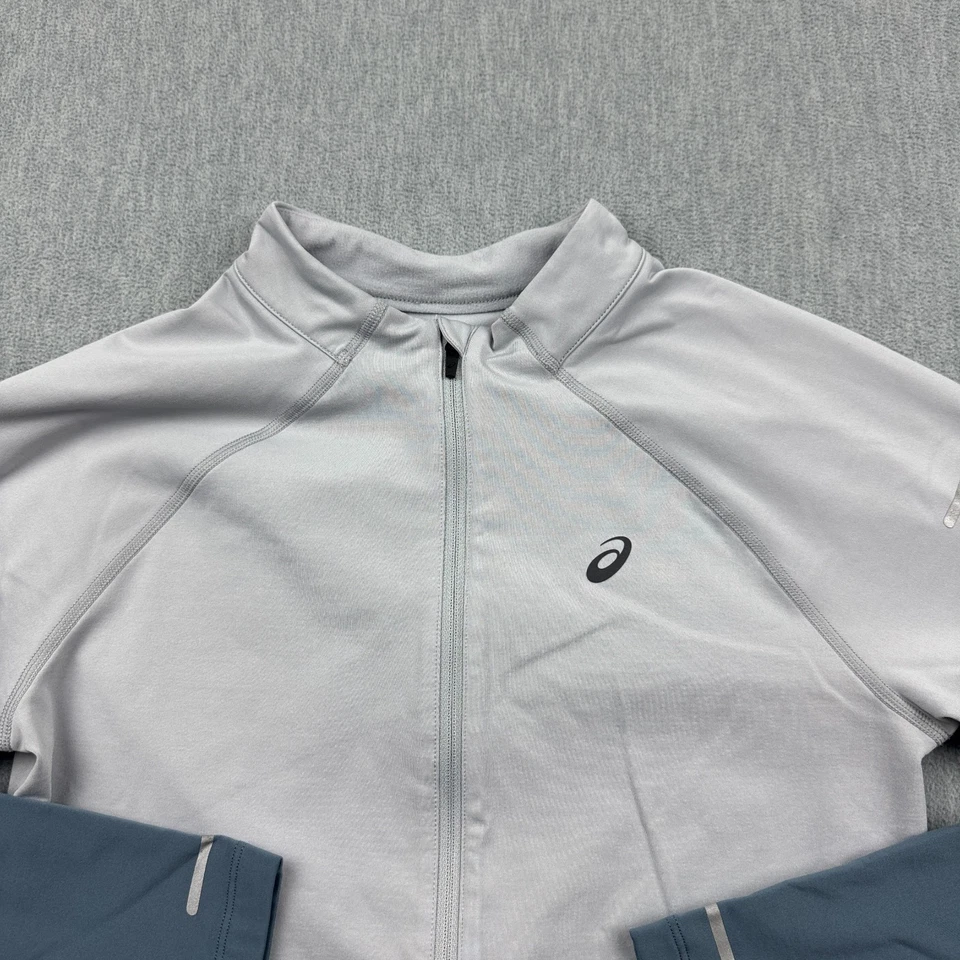 Camisa Asics Mujer Pequeña Gris Reflectante 1/2 Cremallera Pullover Polar Correr Gimnasio Foto 2 de 4