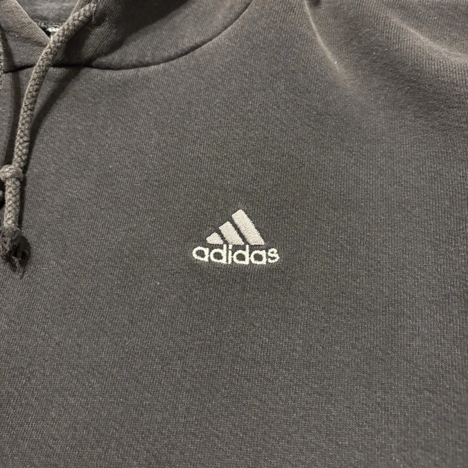 Vintage Adidas Hoodie Made In USA Men's S (Fits Big) Black 3 Stripe Sleeves Logo - Image 3 of 4