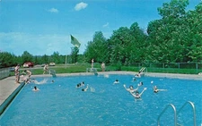 NEW YORK POSTCARD: CAMPERS SWIMMING IN POOL, CAMP SEVEN HILLS HOLLAND, NY