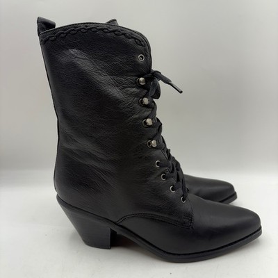 Zodiac Kershaw Black Leather Lace Up Victorian Witch Boots Womens Size 7M
