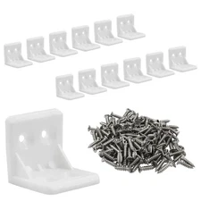 30 Pcs White Plastic Corner Brace L Bracket 1 x 1 inch Right Angle Brackets R...