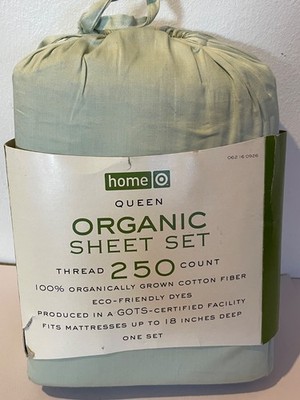 Bio-Baumwolle Laken Set Größe Queen 250 Fäden Hellgrün 18'' Tief Target Home 4 Artikel