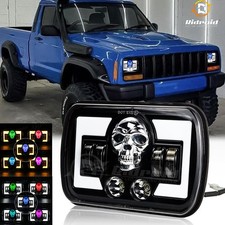 Rgb 5x7 7x6 Led Headlight For 1986-1995 Jeep Wrangler Yj 1984-2001 Cherokee Xj