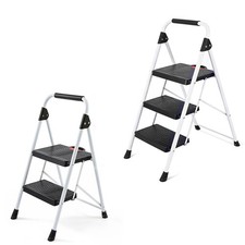 Trittleiter 3 Stufen Klappbar Leiter Klapptritt 2 Stufen mit 36x26 cm XXL-Stufen