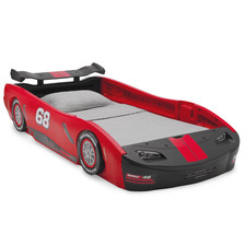 Kids RED TURBO RACE CAR Twin Size Toddler Plastic Bed Car Childrens Bedroom NEW
