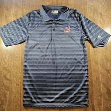 Cleveland Indians Vintage Chief Wahoo Logo Polo Golf Shirt Men's Large Blue