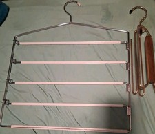 LOTof2-Vintage Hangers-2 Sided TieHanger 5 Tier Hanger Non-Slip Stainless Steel